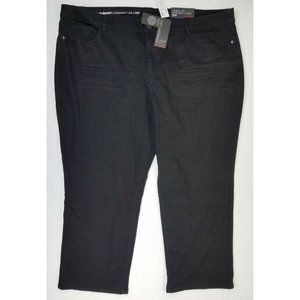 AVENUE DENIM BLACK KNIT DENIM 5 POCKET STRAIGHT LEG JEANS WOMEN'S 32P x 29   B36